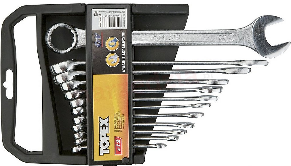 Topex Zestaw kluczy płasko-oczkowych 6-22mm 12szt. (35D375)