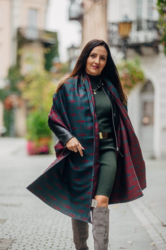 LennyLamb Chustowy Szal LennyLamb - Deco - Maroon Moss