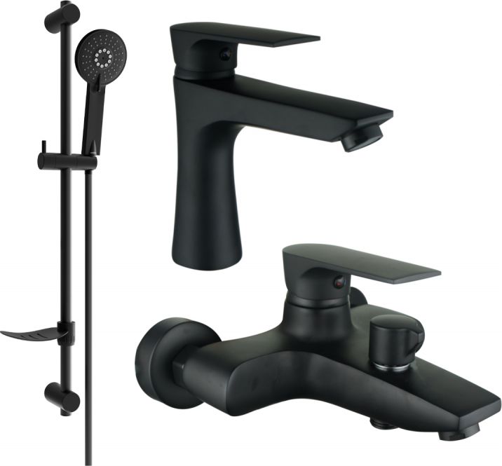 Mexen Mexen Axel DF40 zestaw wannowy, czarny - 73803DF40-70