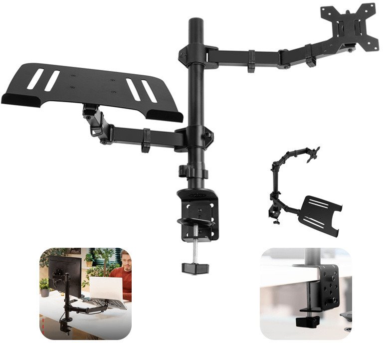 Pojedyncze ramię do monitora 13"-32" z podstawką na laptop CMA10L Audizio one size