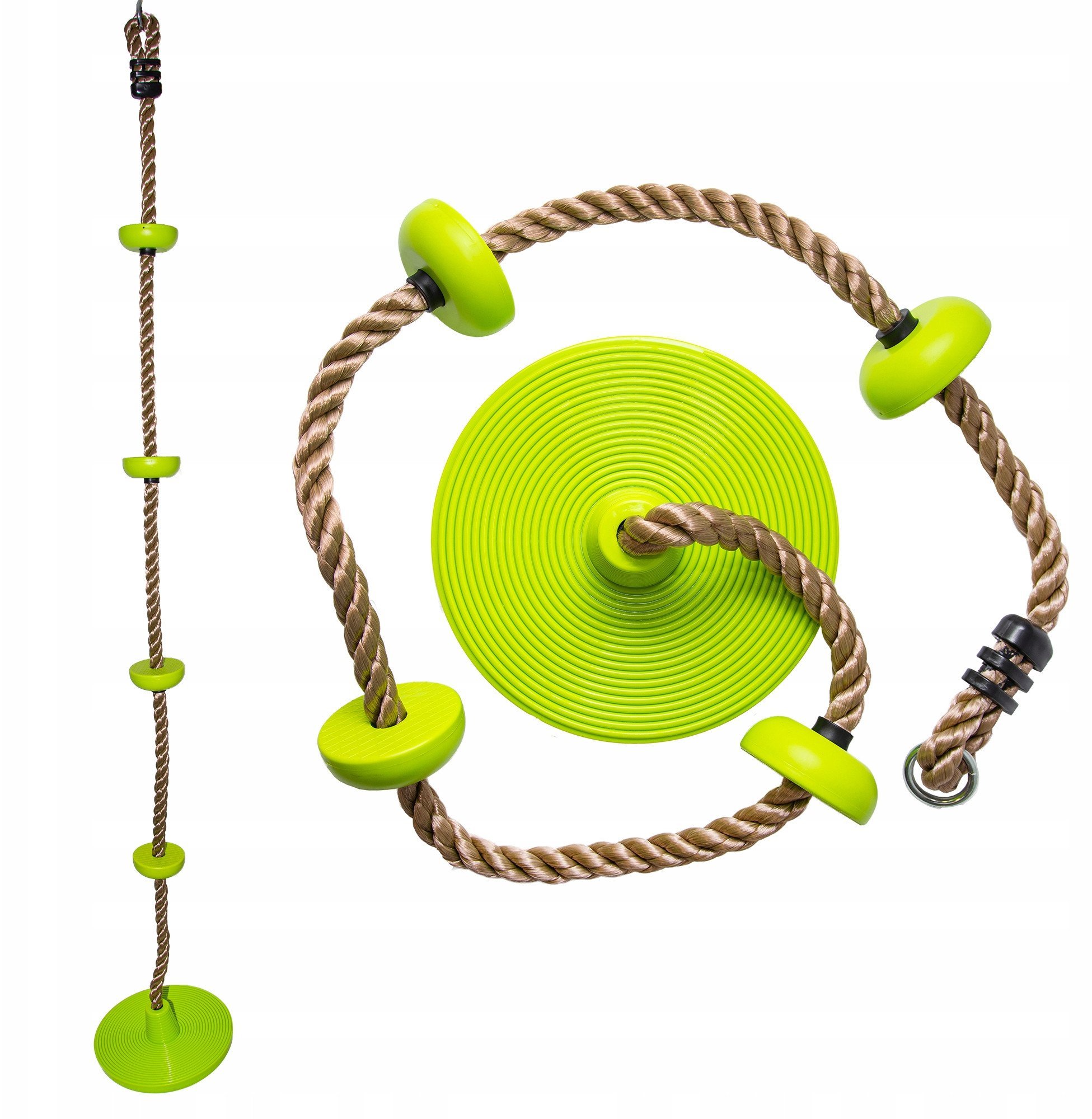 Siedzisko z liną wspinaczkową DYSK limonkowe 30 cm