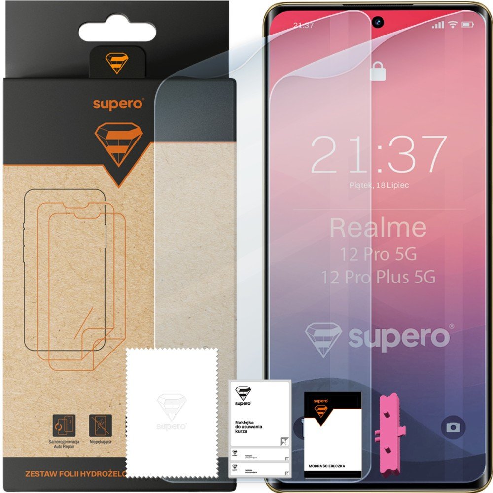 SUPERO Folia hydrożelowa do Realme 12 Pro 5G/12 Pro Plus 5G, 2 szt. + aplikator