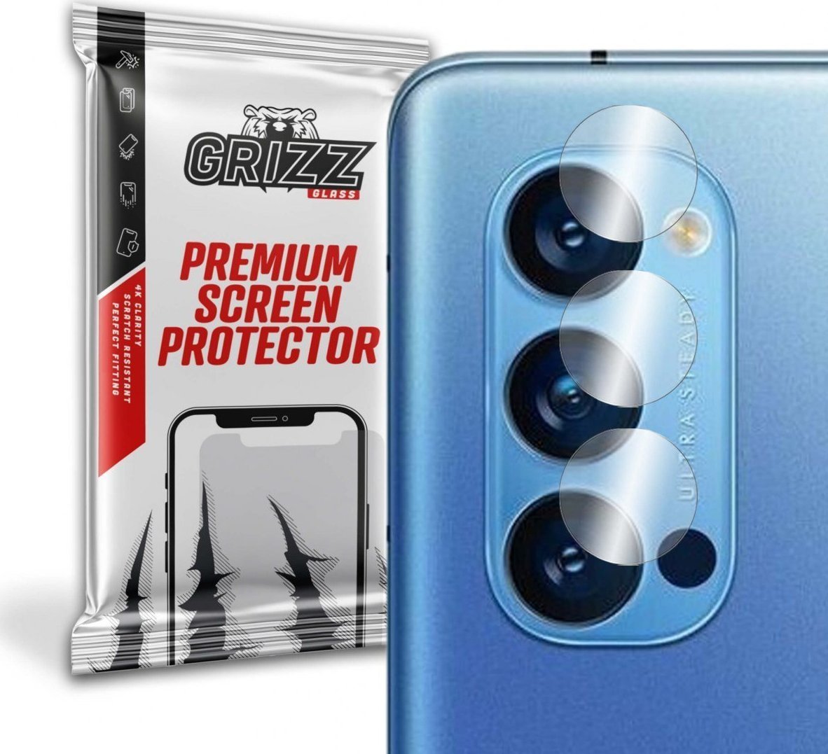 GrizzGlass Szkło hybrydowe na aparat Grizz Oppo Reno 4 Pro 5G