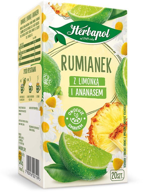 Herbapol Herbata ziołowo-owocowa Rumianek z limonką i ananasem 20 torebek