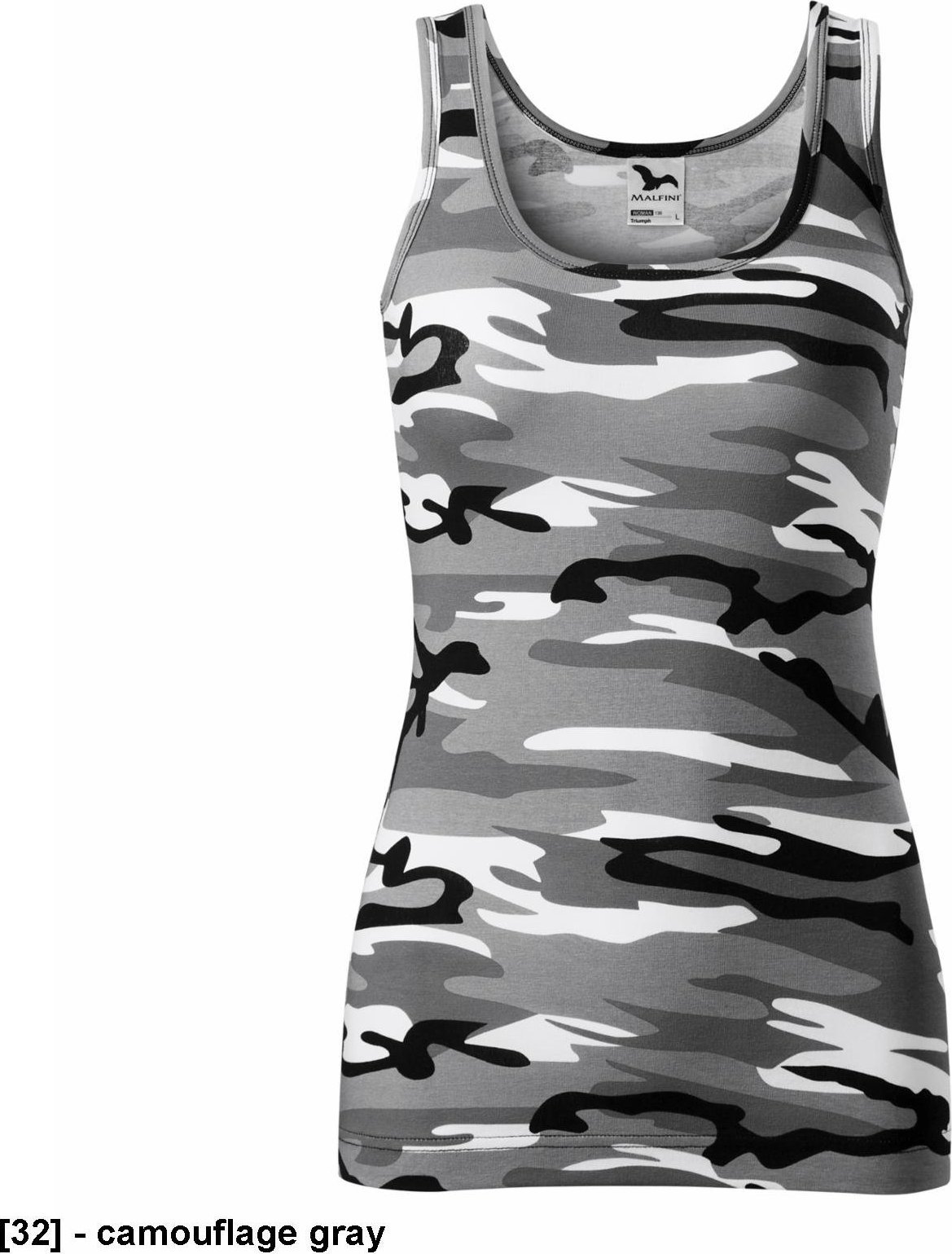 MALFINI Camo Triumph C36 - ADLER - Top damski, 180 g/m, 5% elastan, 95% bawełna - camouflage gray XS