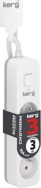 Kerg Przedłużacz KERG z wyłącznikiem-3 gniazda-biało-szary-3m-10A-H05VV-F-3x1,0mm2