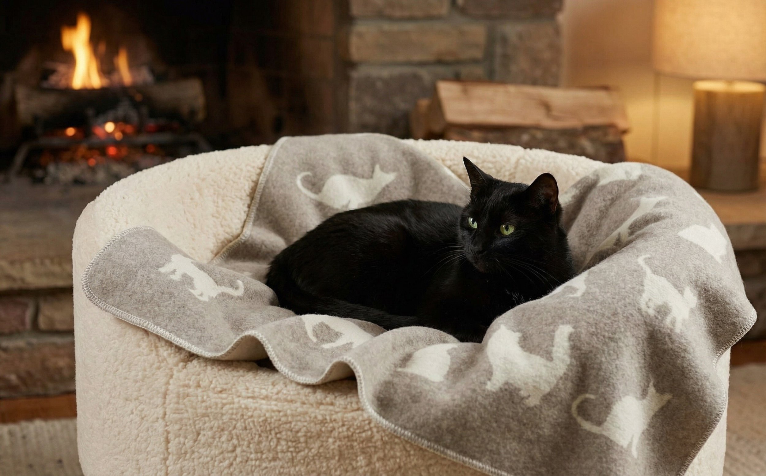 Koc dla zwierzaka 70x90 cm Beżowe Koty 71539379