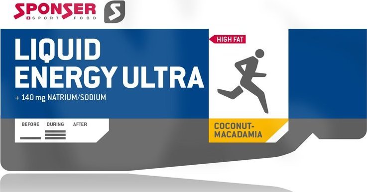 Sponser Żel energetyczny SPONSER LIQUID ENERGY ULTRA kokos-makadamia (pudełko 40 szt x 25g) (NEW)