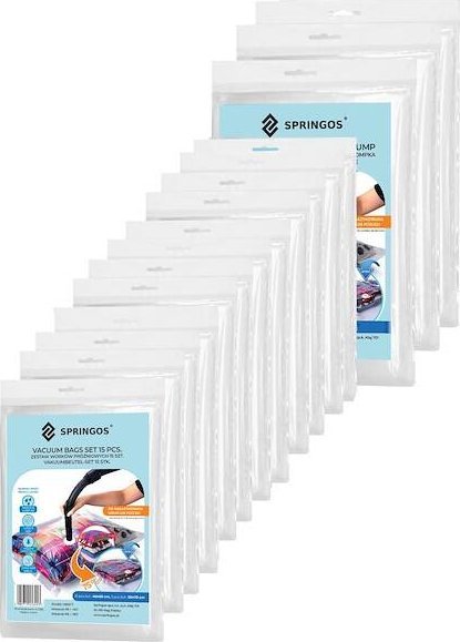 Springos Worek próżniowy 15 szt. pokrowiec na ubrania 2 rozmiary UNIWERSALNY