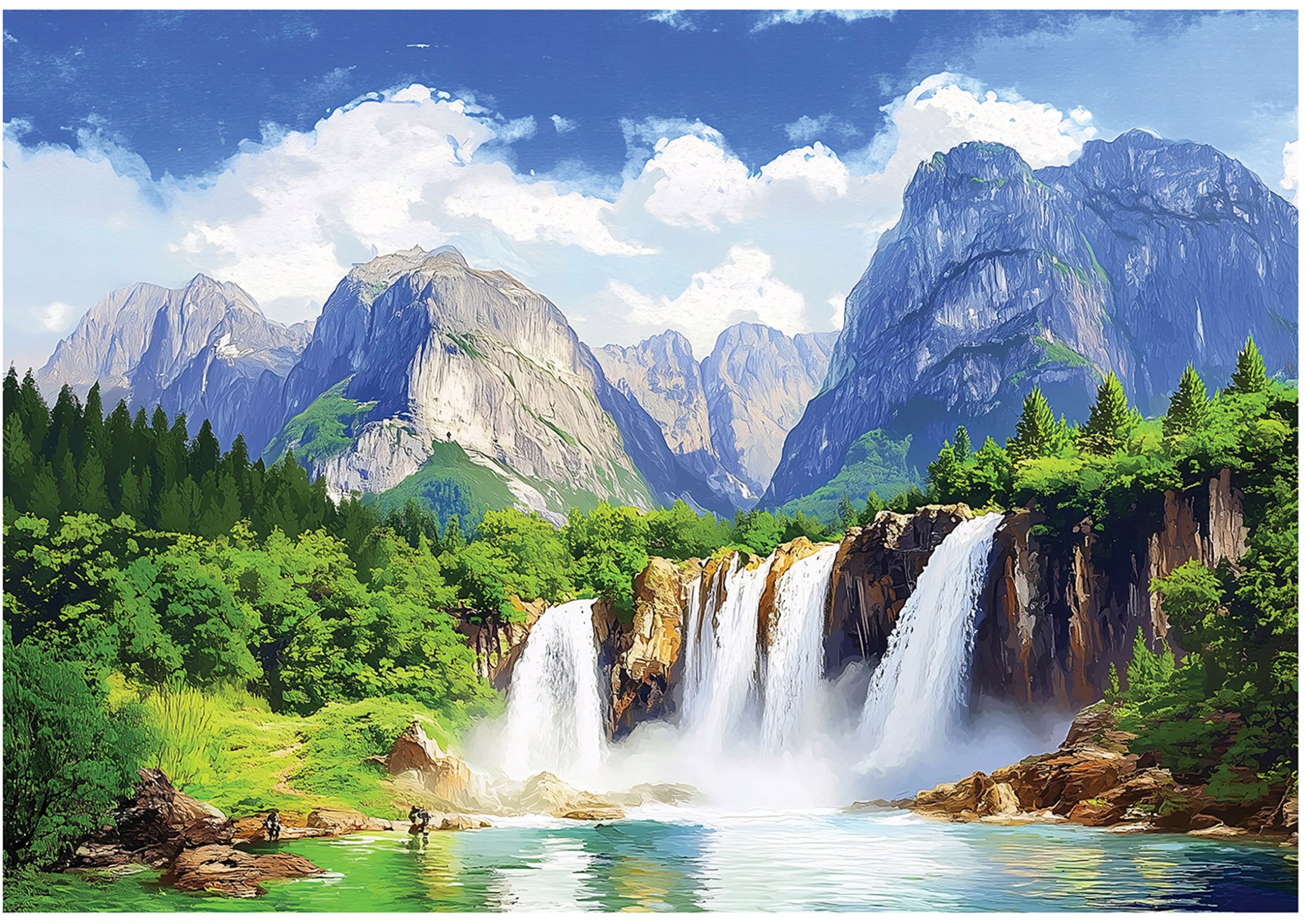 Fototapeta 3D Wodospad Góry Las Natura Na Ścianę Sypialnia Salon 250X175