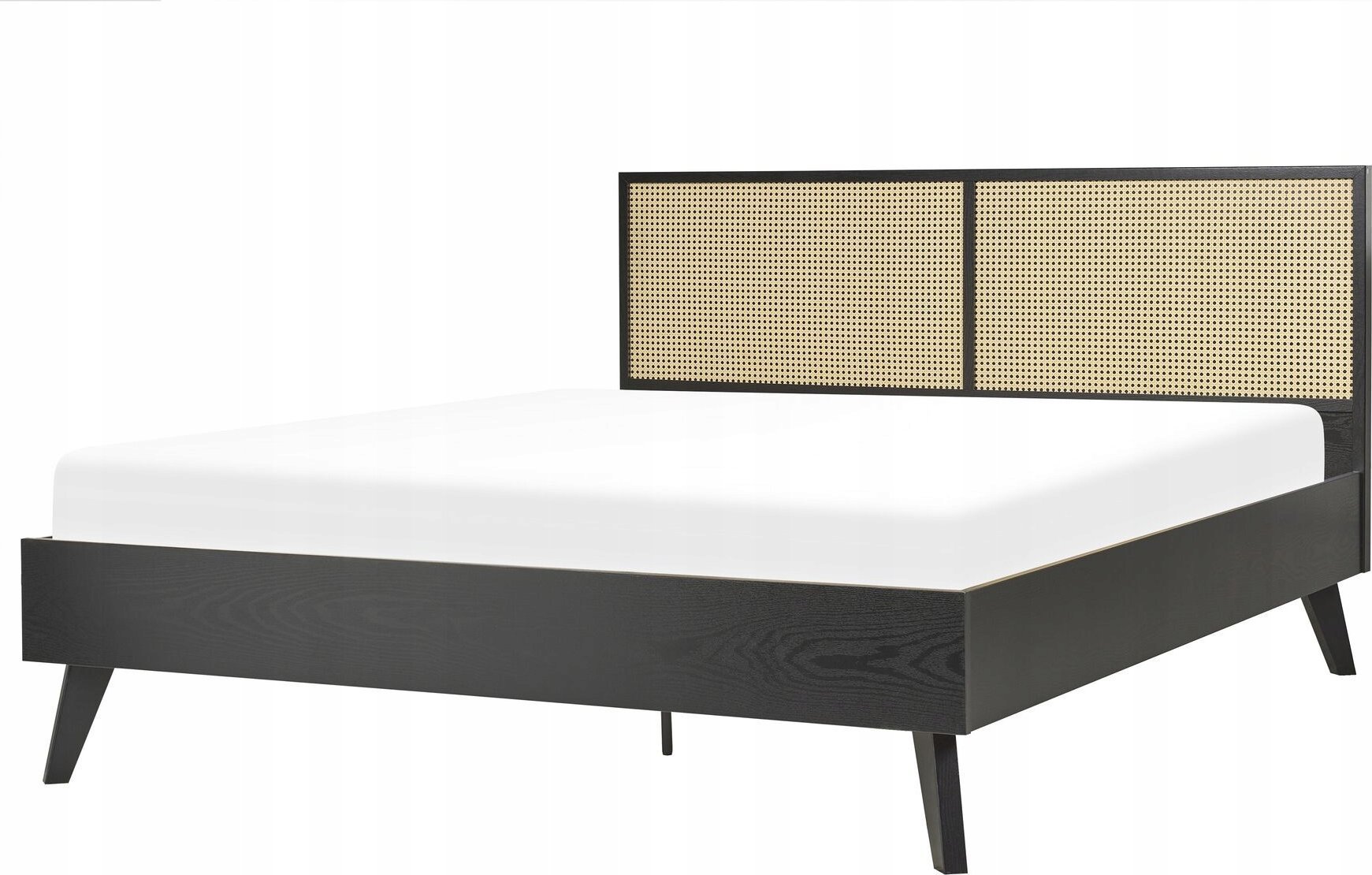 Beliani Łóżko rattanowe 160 x 200 cm czarne MONPAZIER