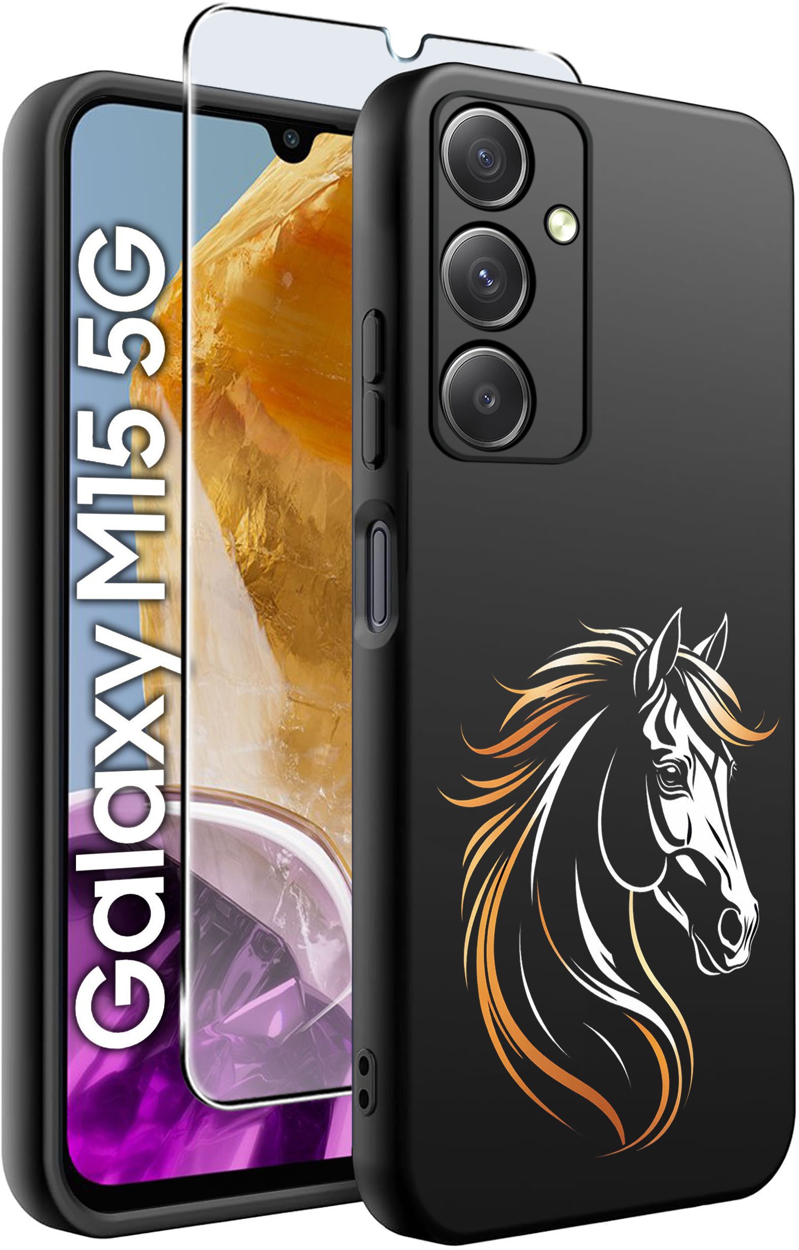 ETUI do Samsung M15 5G WZORY | SILIKONOWE MATT CASE + SZKŁO HARTOWANE 9H