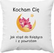 Koszulkowy Kocham Cię jak stąd do Księżyca i z powrotem - poduszka z nadrukiem