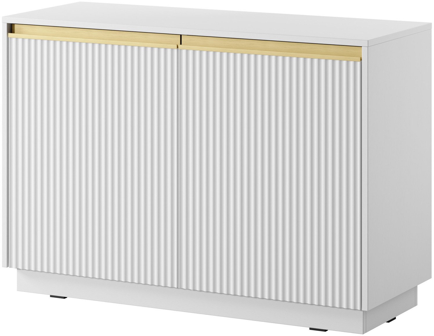 Komoda Loren 104 dwudrzwiowa z ryflowanymi frontami w kolorze białym