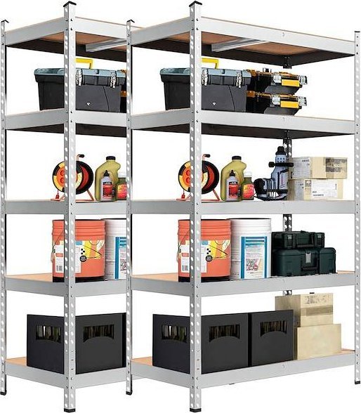 Springos Regały metalowe 2 szt. z 5 półkami 205x120x45cm 1000kg do garażu, piwnicy UNIWERSALNY