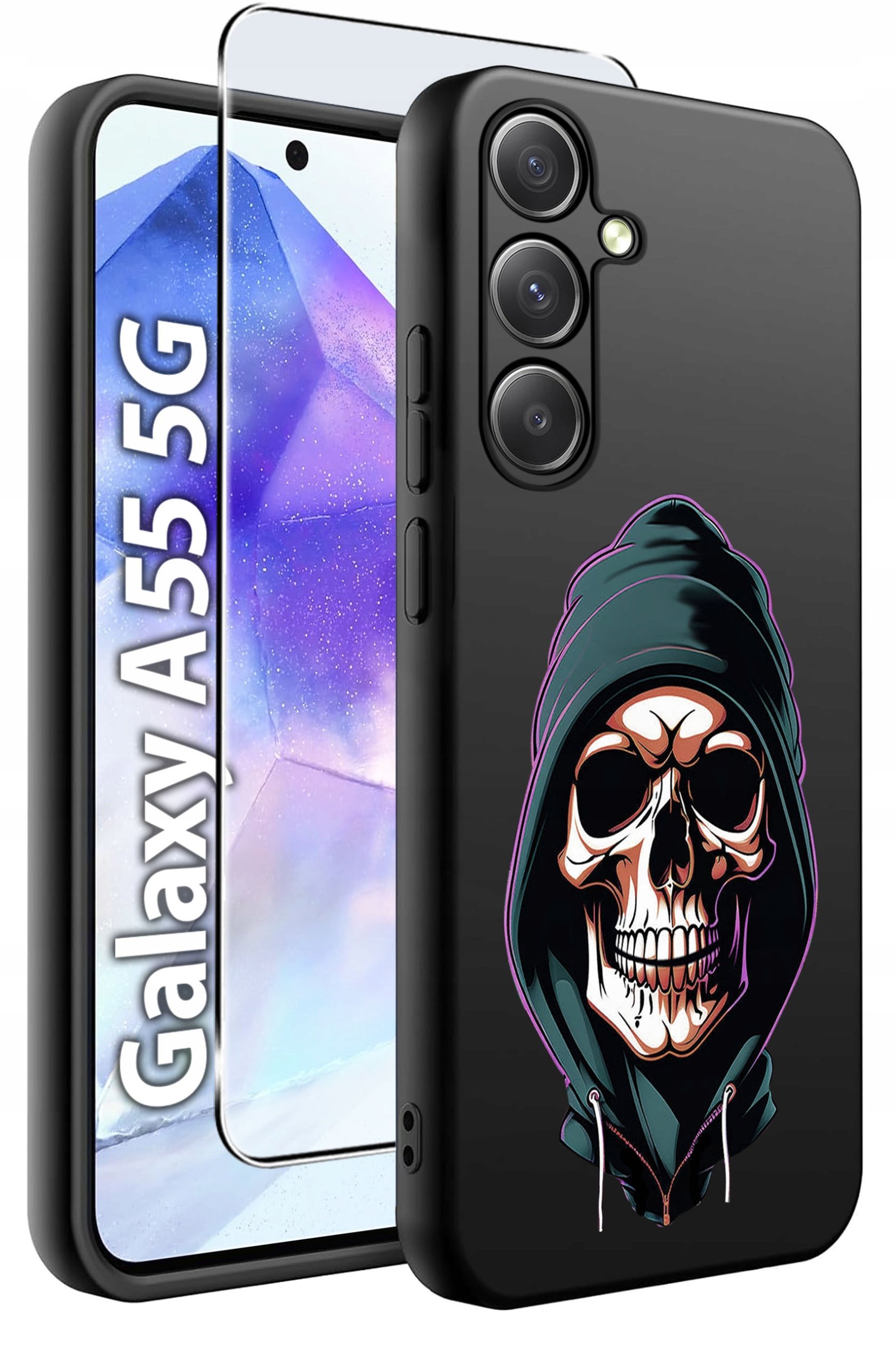 ETUI do Samsung A55 5G WZORY | SILIKONOWE MATT CASE + SZKŁO HARTOWANE 9H
