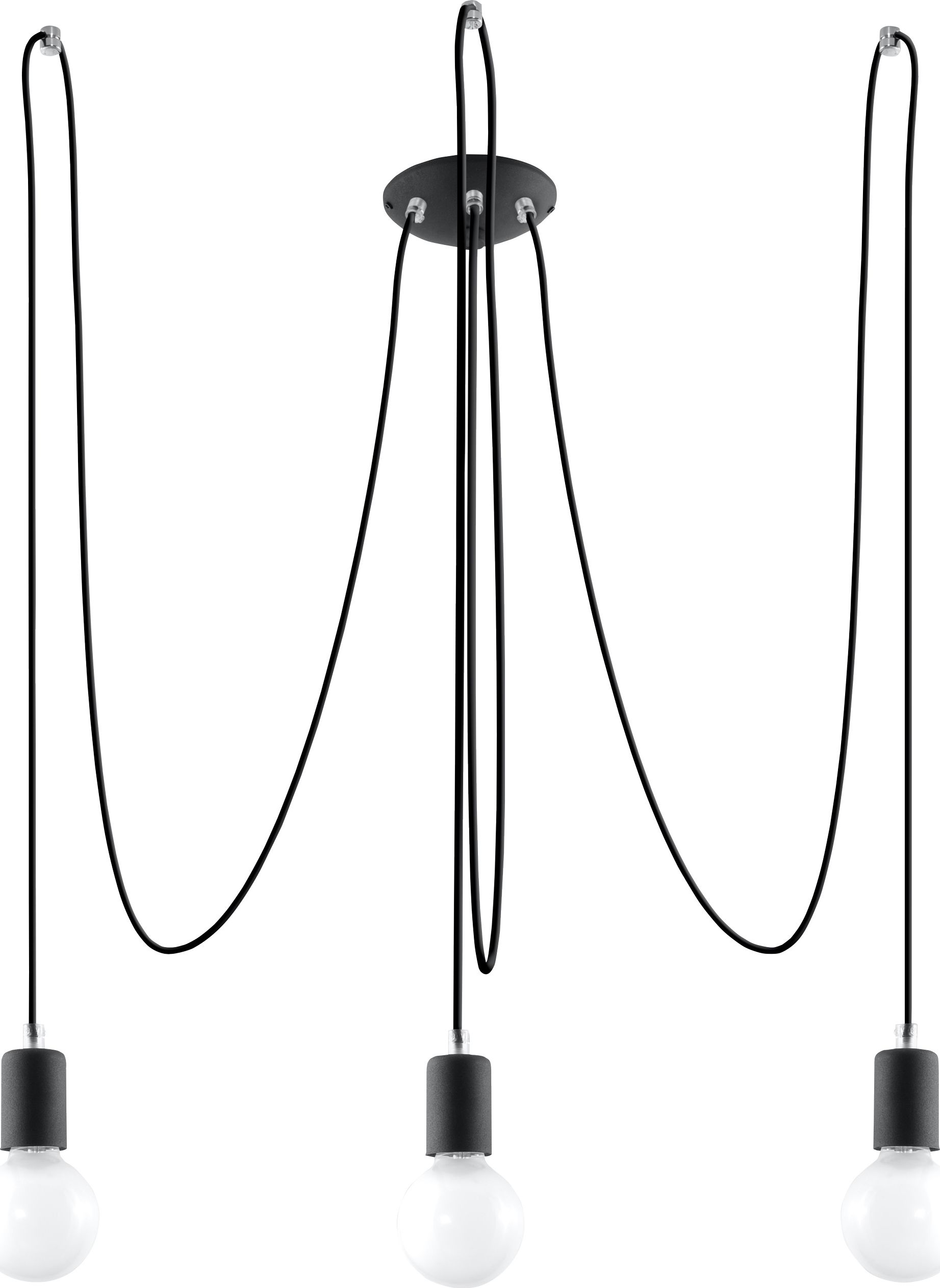 Lampa wisząca Sollux Żyrandol EDISON 3 Czarny