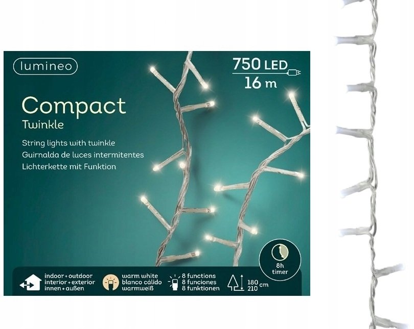 Lampki choinkowe światełka świąteczne 500 LED zimny biały 11m