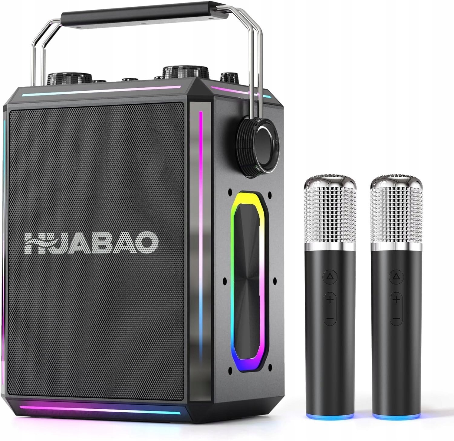 HUABAO Głośnik Bluetooth do karaoke z 2 bezprzewodowymi mikrofonami