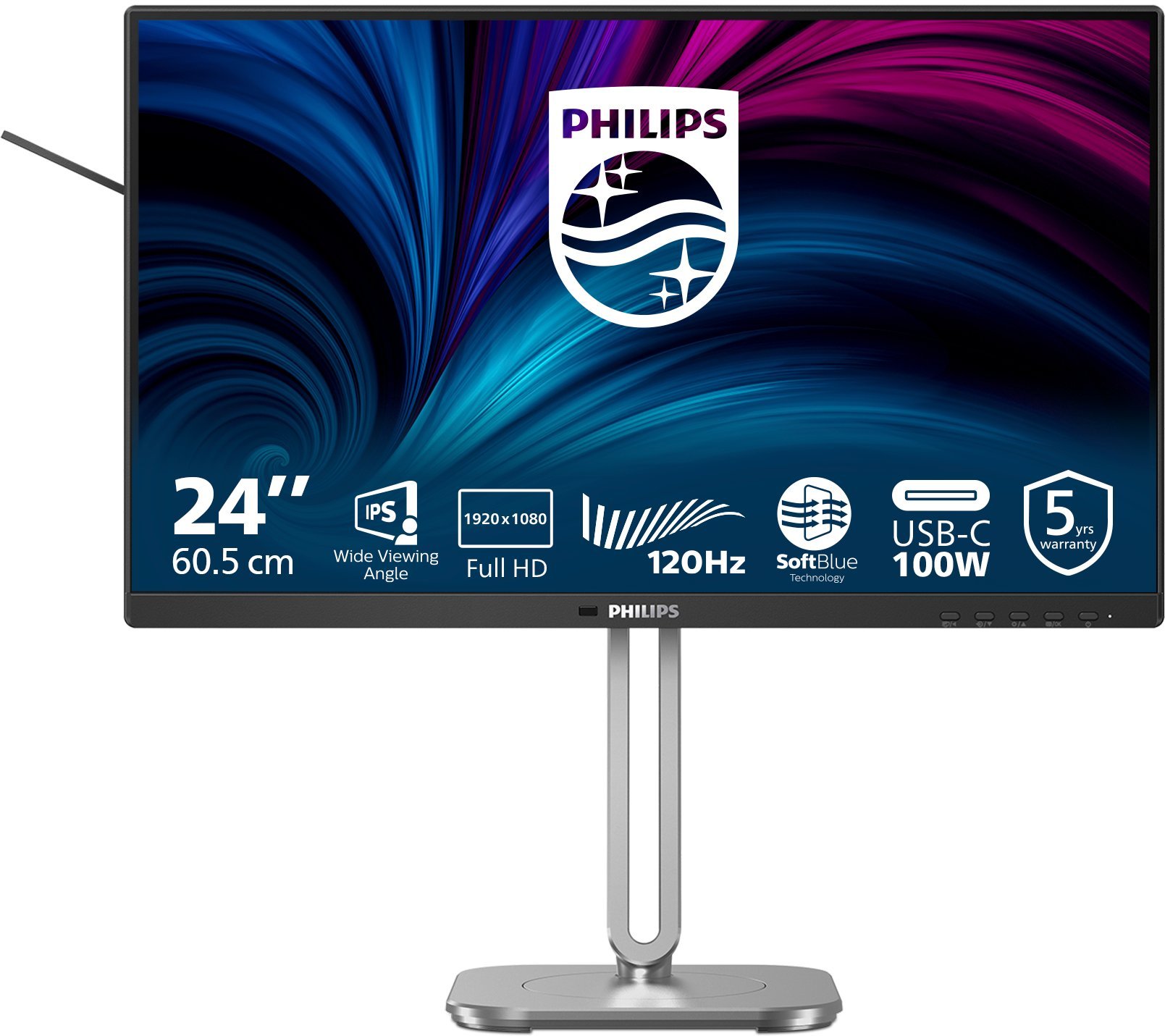Philips 24B2U4301 - 4000 Series - LED-Monitor - 61 cm (24") (23.8" sichtbar) - 1920 x 1080 Full HD (1080p) @ 120 Hz - IPS - 300 cd/m2 - 1500:1 - 4 ms