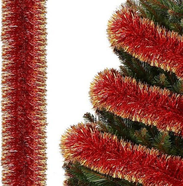 Springos Łańcuch na choinkę 6m czerwono-złoty girlanda choinkowa, średnica 10cm UNIWERSALNY