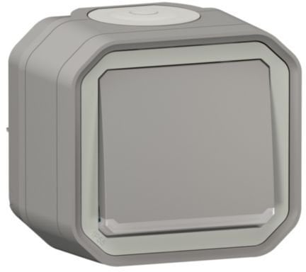 NOWE PLEXO 55 Przycisk jednobiegunowy z podświetleniem komplet natynkowy 10A - 250V AC szary 069722L