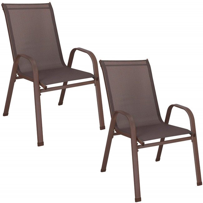 Krzesła ogrodowe, metalowe na balkon, zestaw 2 krzeseł na taras brązowe UNIWERSALNY