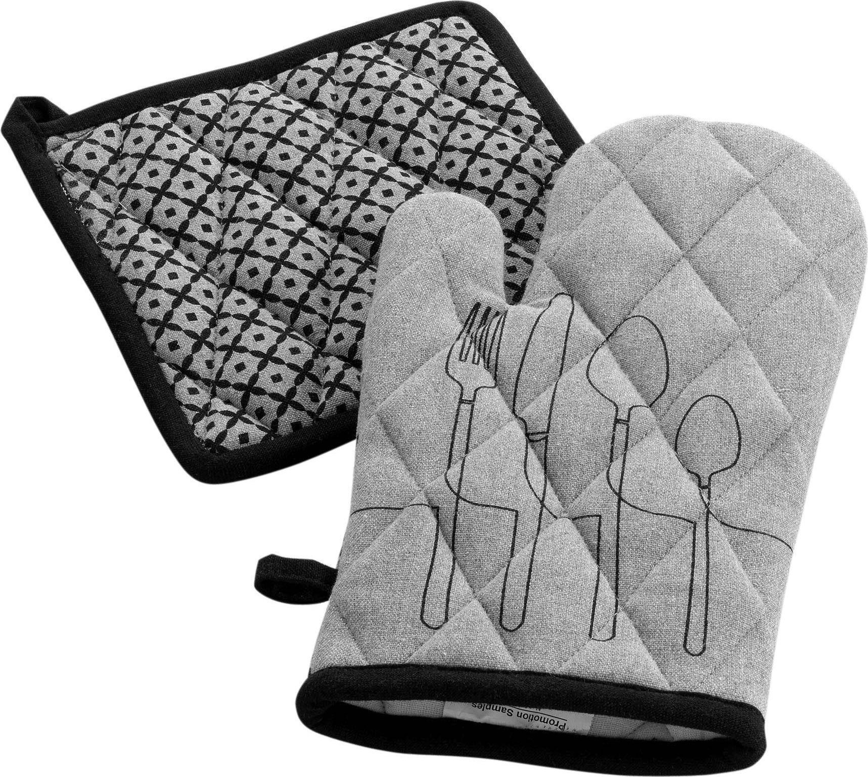 Douceur d`Interieur Rękawica kuchenna + podkładka CUISILINE, bawełna z recyklingu