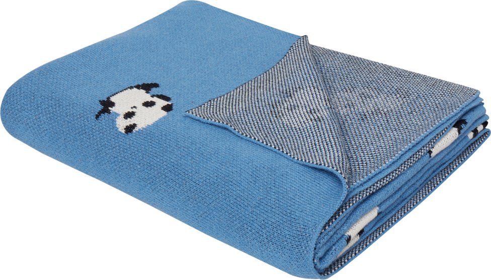 Beliani Koc bawełniany dla dzieci w pandy 130 x 170 cm niebieski TALOKAN