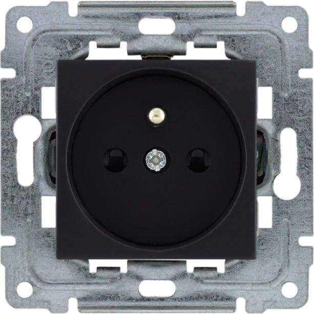 KOS Gniazdo pojedyncze Dante z/u 16A z przesłoną torów czarne (450934)