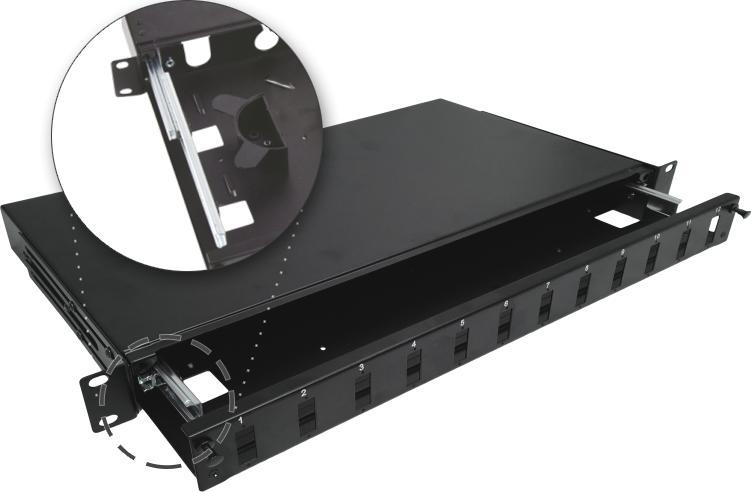 Alantec Przełącznica światłowodowa teleskopowa 12xSC duplex 19" 1U z akcesoriami montażowymi (dławiki, opaski) (FOP-1U-12SCD-C-P)