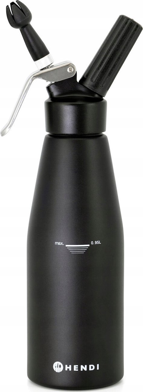 Hendi Syfon do bitej śmietany N2O Kitchen Line ZESTAW + 3 końcówki 0.98L - czarny Syfon do bitej śmietany N2O Kitchen Line ZESTAW + 3 końcówki 0.98L -