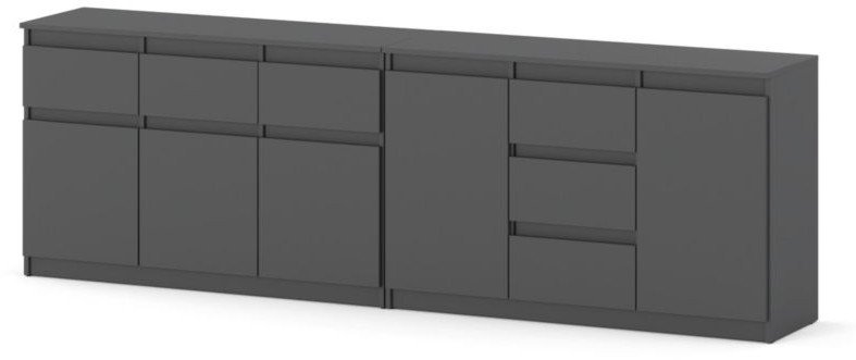 Komoda Pojemna Duża 6 Szuflad Nowoczesna Szafka 240cm Loft Salon Szary Mat