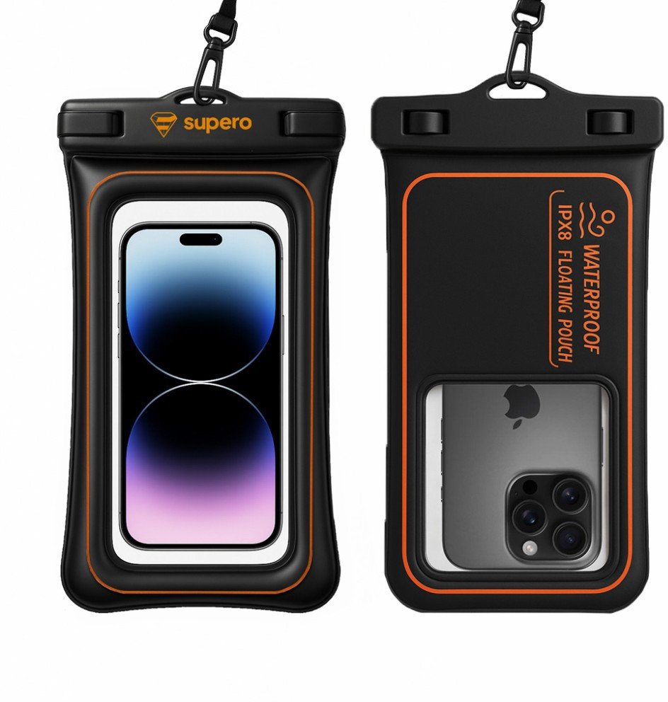 Etui wodoszczelne do telefonu 7.2" Supero, pomarańczowo-czarne