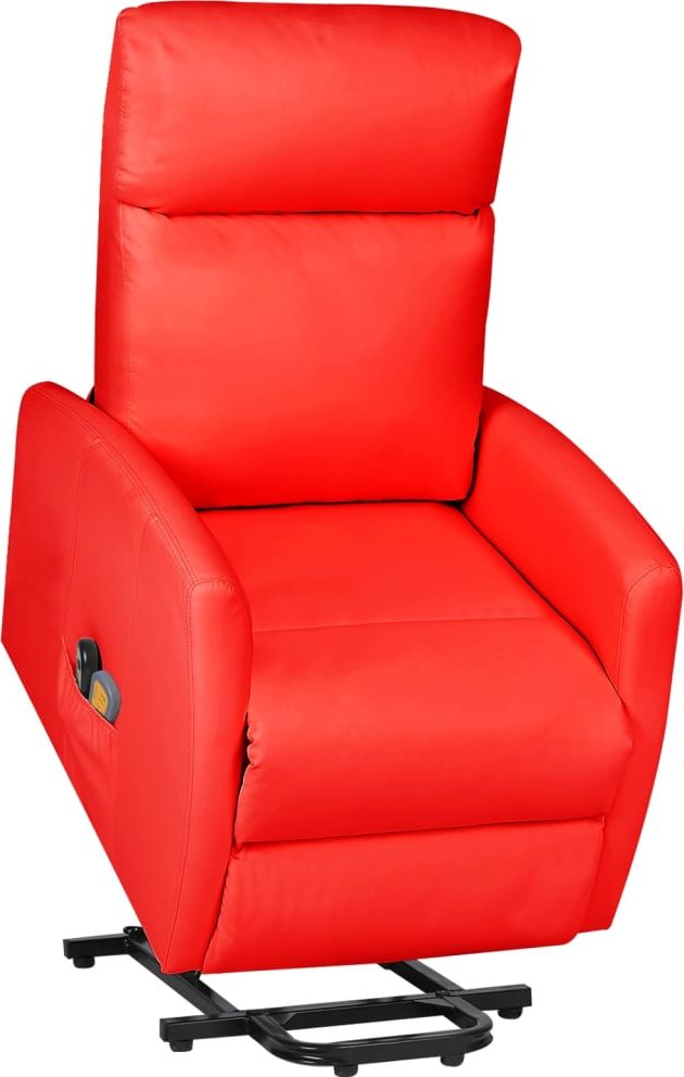 vidaXL Podnoszony fotel masujący, rozkładany, czerwony, ekoskóra