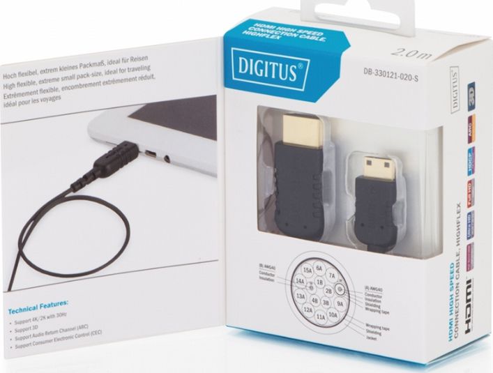Kabel Digitus HDMI Mini - HDMI 2m czarny (DB-330121-020-S)