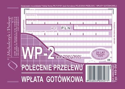 Michalczyk & Prokop Druk Polecenie przelewu wpłata gotówkowa A6, 1+1 kopia, M&P (38K006A)