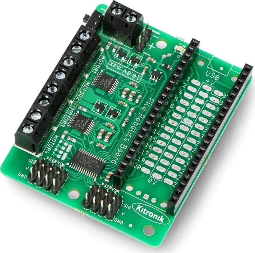 Raspberry Pi Kitronik Robotics Board - sterownik 4 silników i 8 serwomechanizmów - 3-10,8V - do Raspberry Pi Pico - Kitronik 5329}