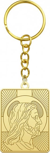 Radziszewska Jewellery Brelok do Kluczy Złoty Medalik Pan Jezus 925 Prezent GRAWER GRATIS