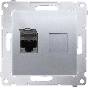 Kontakt-Simon Gniazdo komputerowe Simon 54 pojedyncze RJ45 kat 6 ekranowane przesłona srebrny mat (D61E.01/43)
