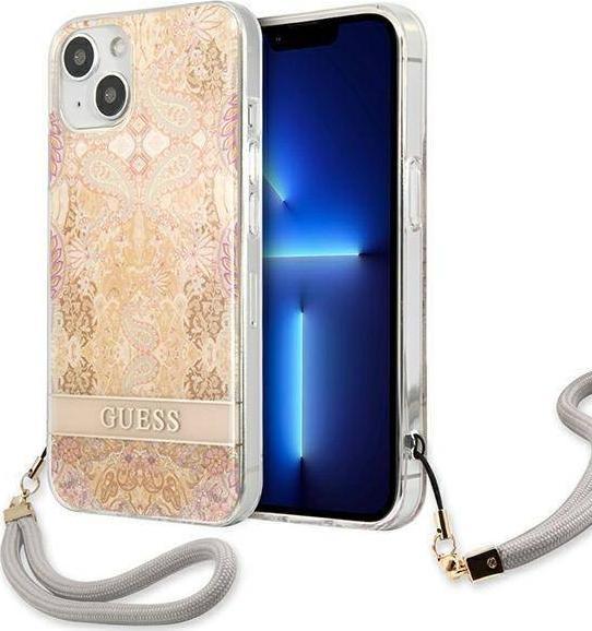 Guess Guess GUHCP13SHFLSD iPhone 13 mini 5,4" złoty/gold hardcase Flower Strap