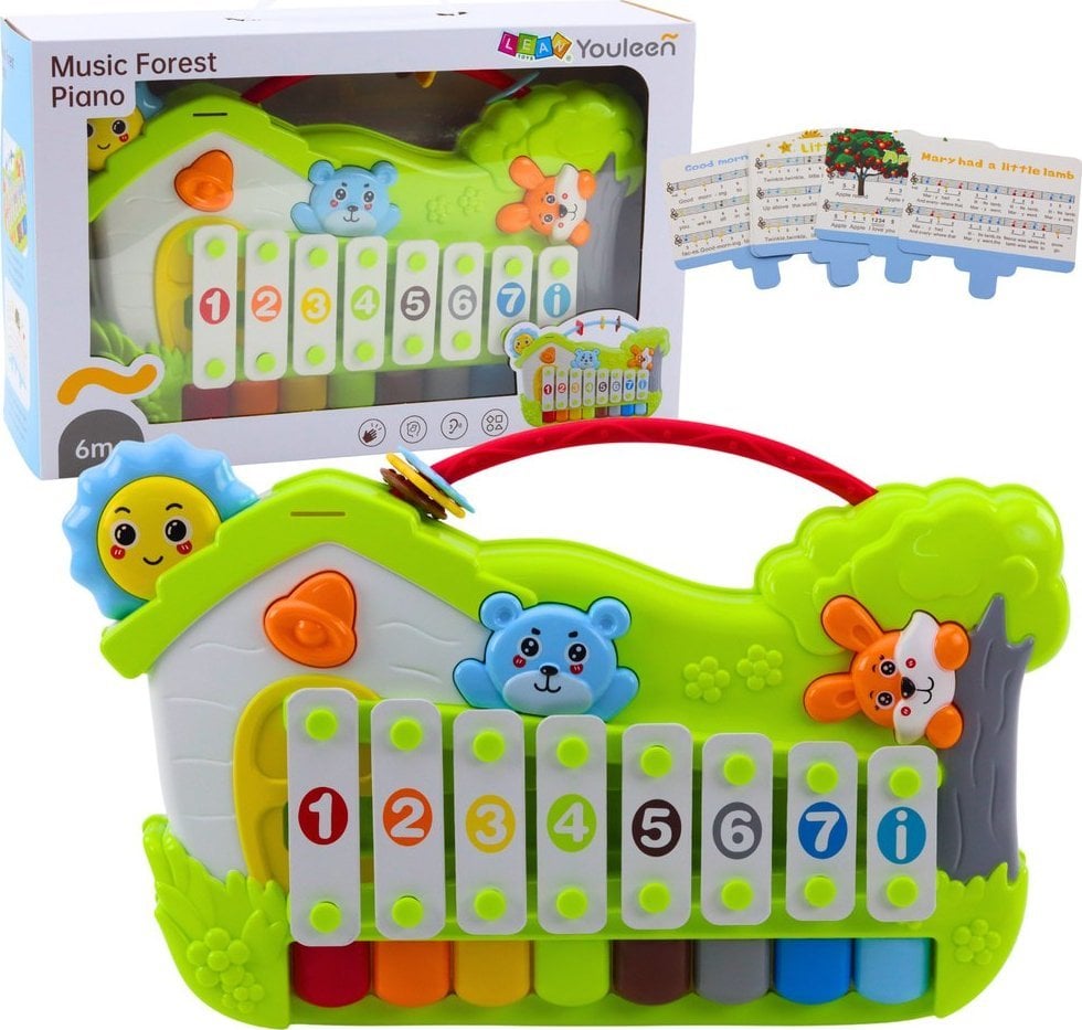 Muzyczne Pianinko Leśne Ksylofon Karty z Nutami 5szt