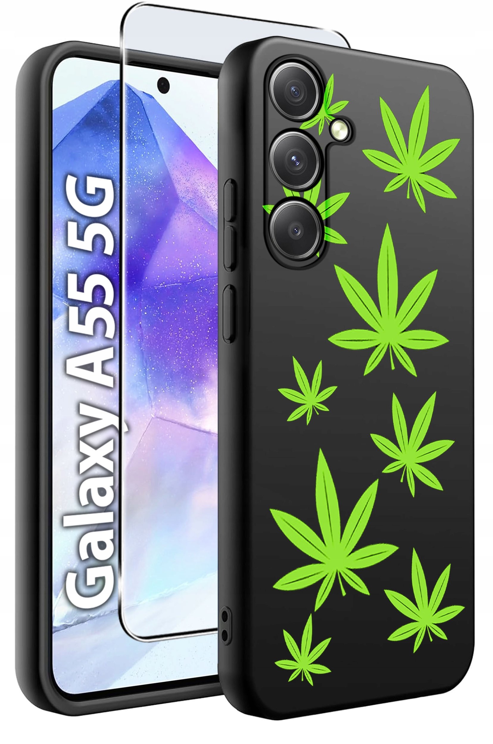 ETUI do Samsung A55 5G WZORY | SILIKONOWE MATT CASE + SZKŁO HARTOWANE 9H