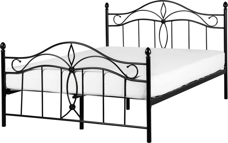 Beliani Łóżko metalowe 140 x 200 cm czarne ANTLIA