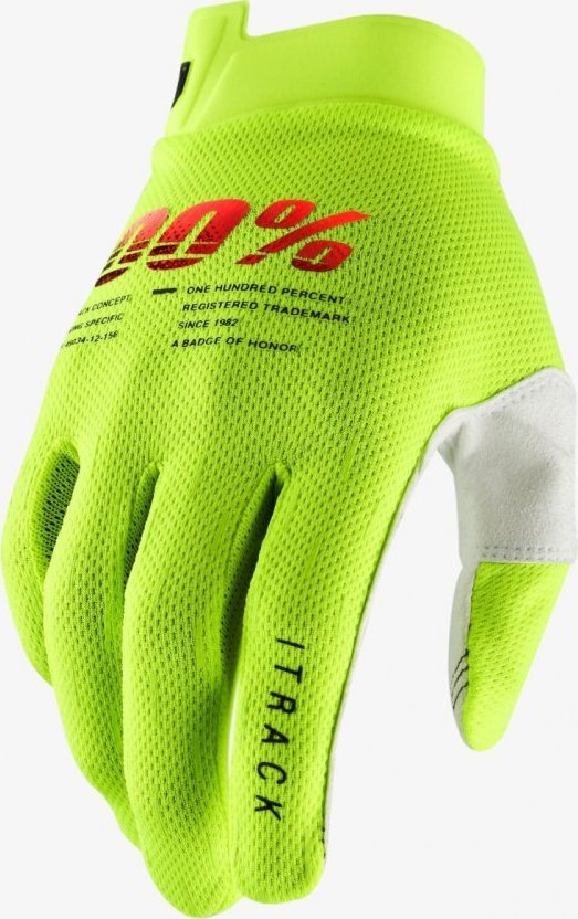 100% Rękawiczki 100% ITRACK Glove fluo yellow roz. L (długość dłoni 193-200 mm) (NEW)