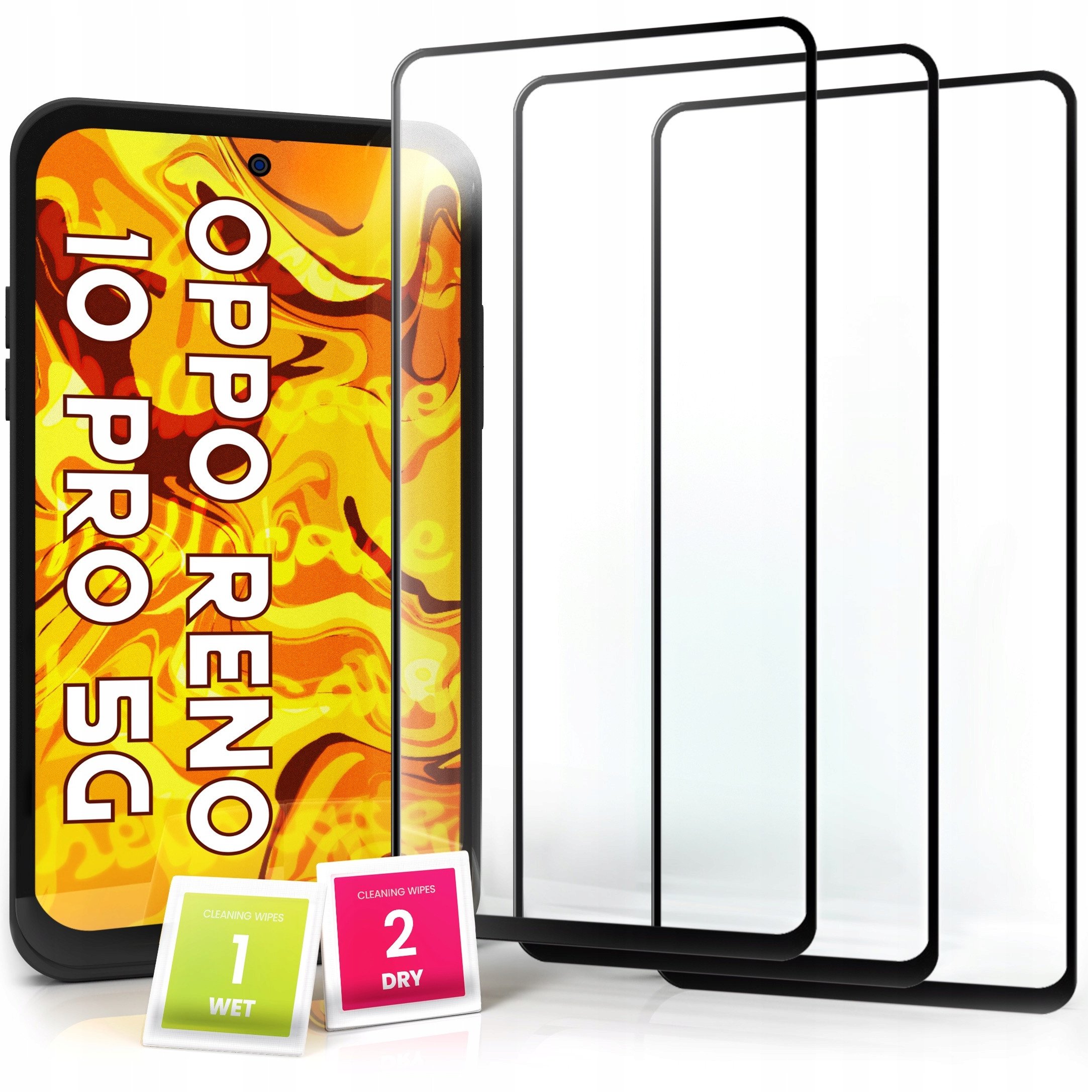 3-PAK Szkło Hartowane do Oppo Reno 10 Pro 5G (Pełne, Curved, Zakrzywione)