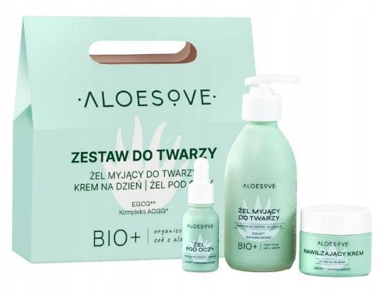 ALOESOVE_SET Zestaw Do Twarzy żel myjący 190ml + nawilżający krem 50ml + żel pod oczy 15ml