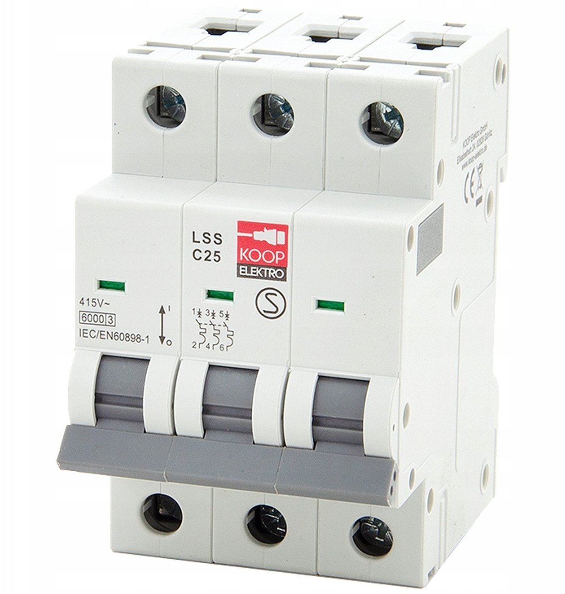 Wyłącznik nadprądowy 3P C 25A 6kA AC KOOP Elektro C25A LSS C25 3P