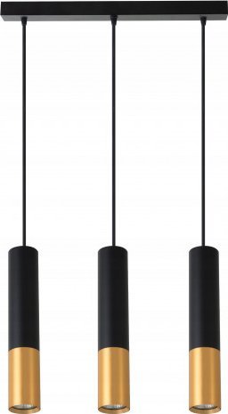 Lampa wisząca Cleoni Tuba wisząca GU10 (lampa LED) - x3, czarno złota, 1m