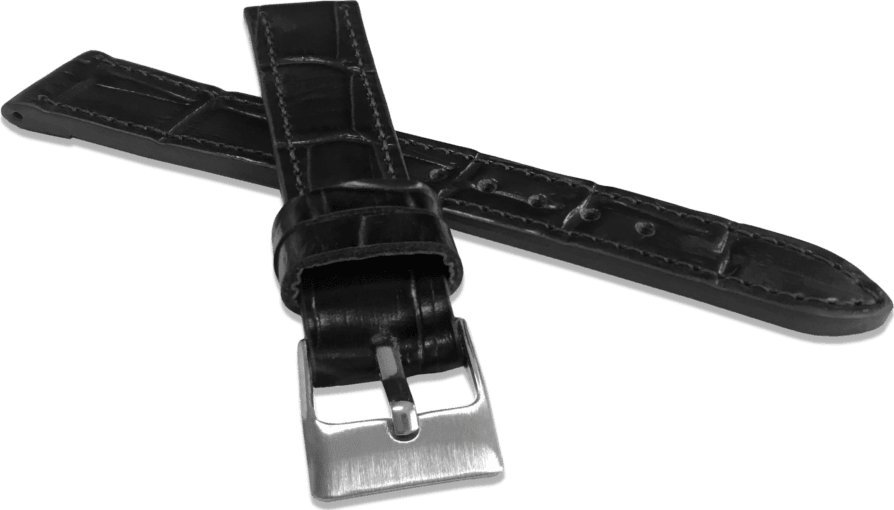 Lavvu LAVVU Czarny szyty pasek CROCO z luksusowej skóry Top Grain - 14
